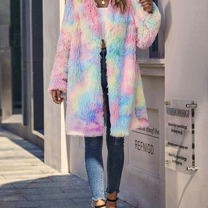 Funky Tie Dye Fur Jacket